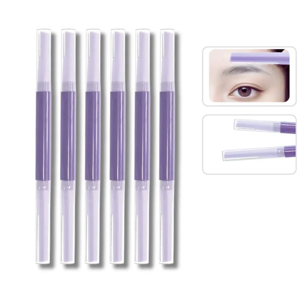 Eyebrow Trimming Knife Purple Double Head Eyebrow Razor - Safe Portable Trimmer for Beginners  Facial Hair Remover Tool