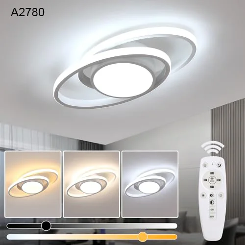 Dimbare LED-plafondlamp, 40W LED-plafondlamp 3000K/4500K/6500K, kroonluchter wit met afstandsbediening voor slaapkamer