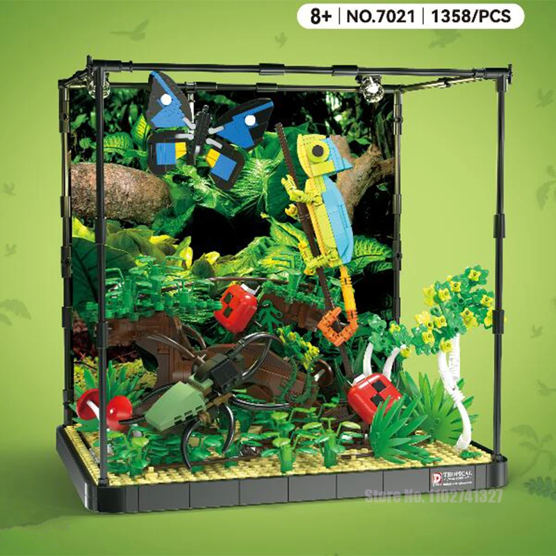 Tropical Rain Forest Fishtank Aquarium Building Sets Creative Model Collectible Ocean Exploration Diy Toys For Adults Boys Girls