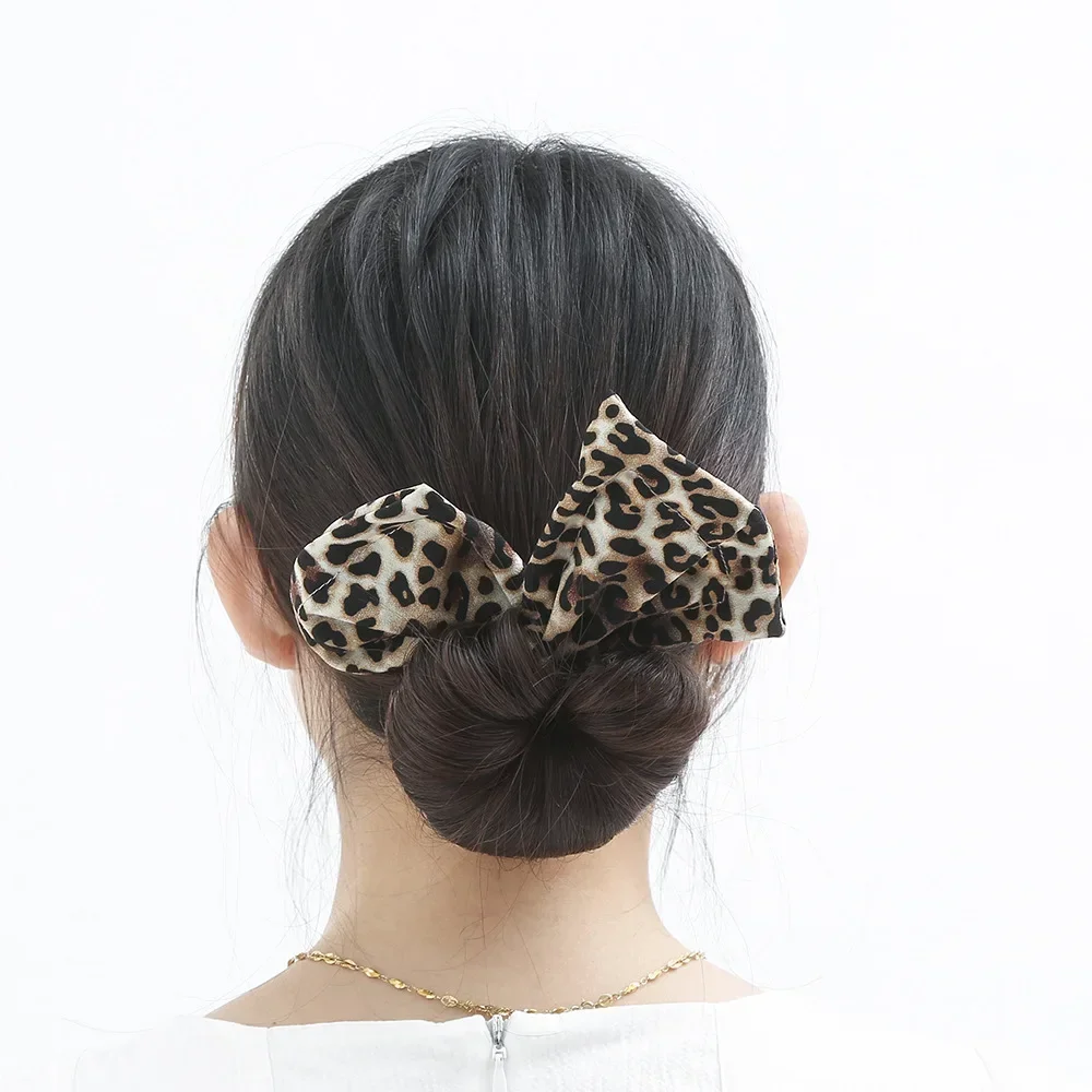 Lazy Hair Styling Headbands Braid Hair Twists French Bun Maker DIY Ponytail Holder Leopard Print Hair Styling Accessories Girls