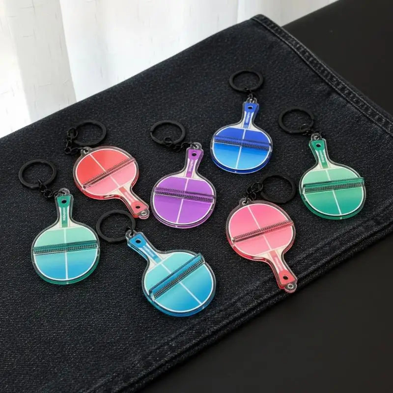 Acrylic Ping Pong Table Keychain Double Sided Mini 3D Sports Keyring Bag Pendant Car Key Chains Souvenir Gift