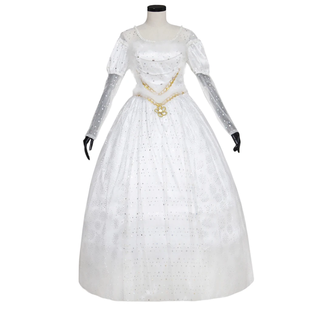 زي الملكة البيضاء التنكري لفيلم أليس ميرانا فستان أبيض للسيدات لمرحلة الهالوين فستان حسناء