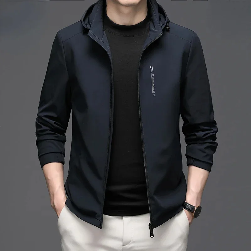 

2025 New Spring Autumn Jacket for Men's Business Casual Hooded Jackets Mens Clothing Fashion Top Men Coats Chamarras Para Hombre