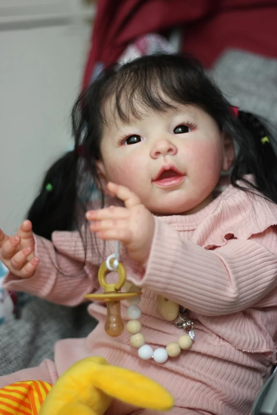 NPK 60CM enorme Baby Size Reborn Doll Meilien Girl con capelli castani 3D Skin pittura a strati multipli con vene visibili