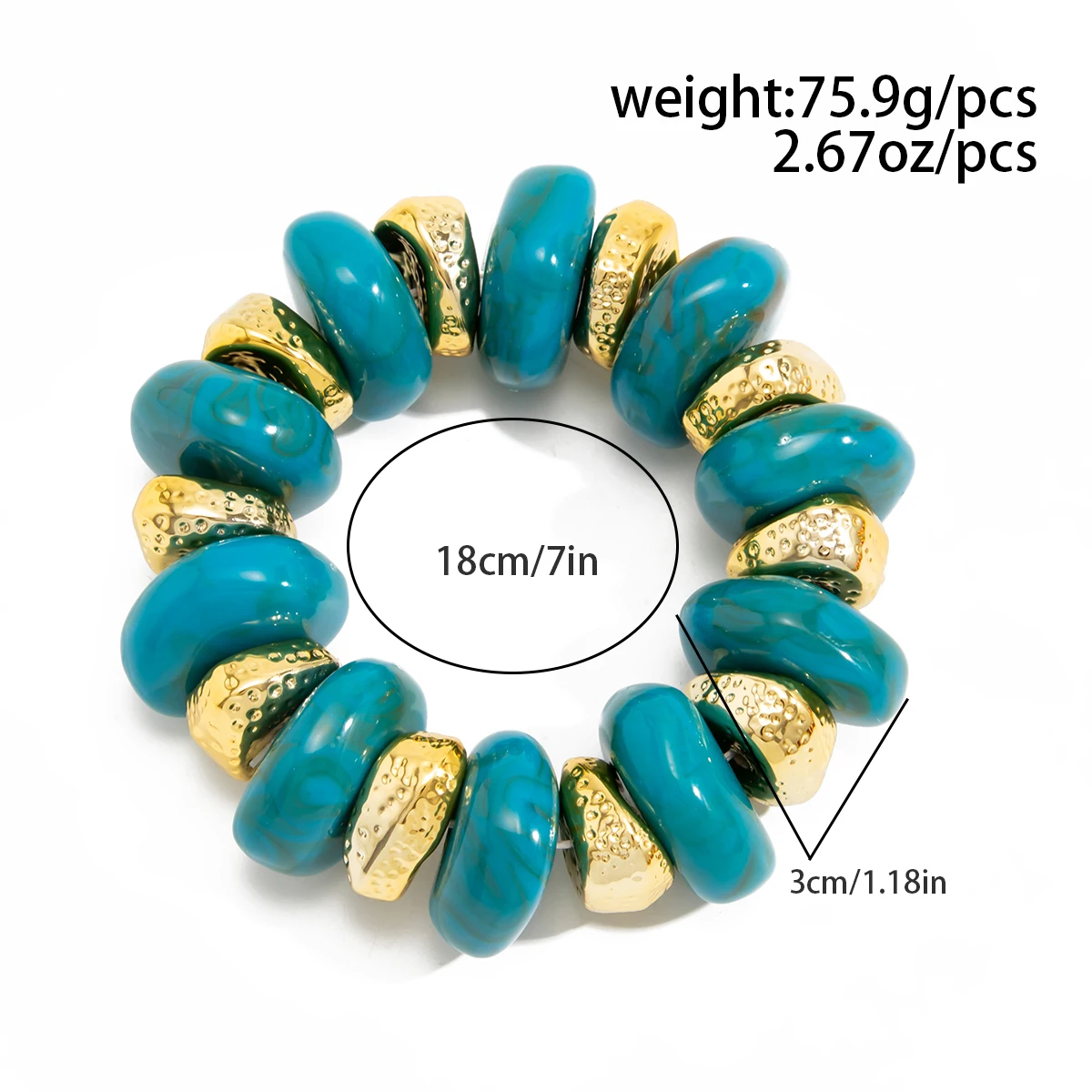Ingemark Retro Buntes Dickes Harz-Acryl-Perlenarmband für Damen, Übertriebenes Mehrschichtiges Stapelbares Elastisches Armband, Party-Schmuck – Detail 6