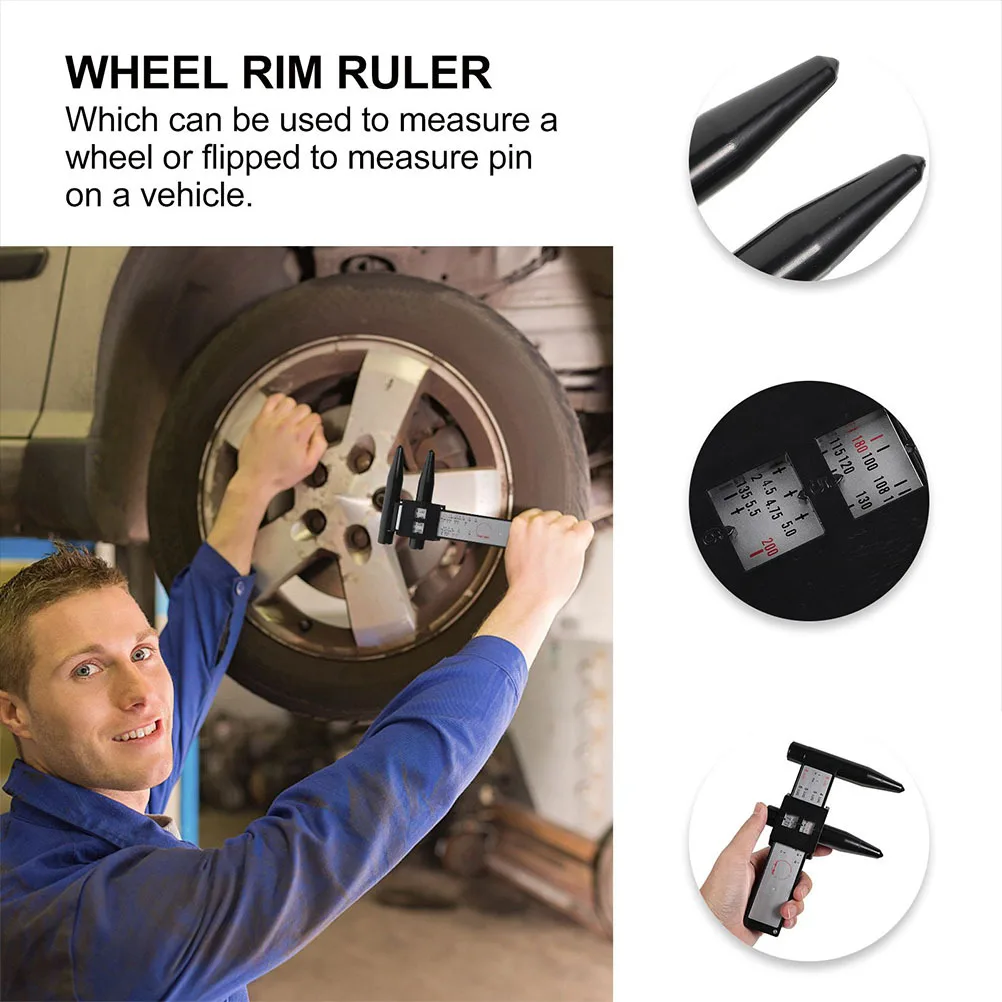 

ABS Car Measurement Wheel Rim Ruler Wheel Rim Gauge Tool Tire Refit Lugs Hub Pitch Measurement Device Sliding Ruler