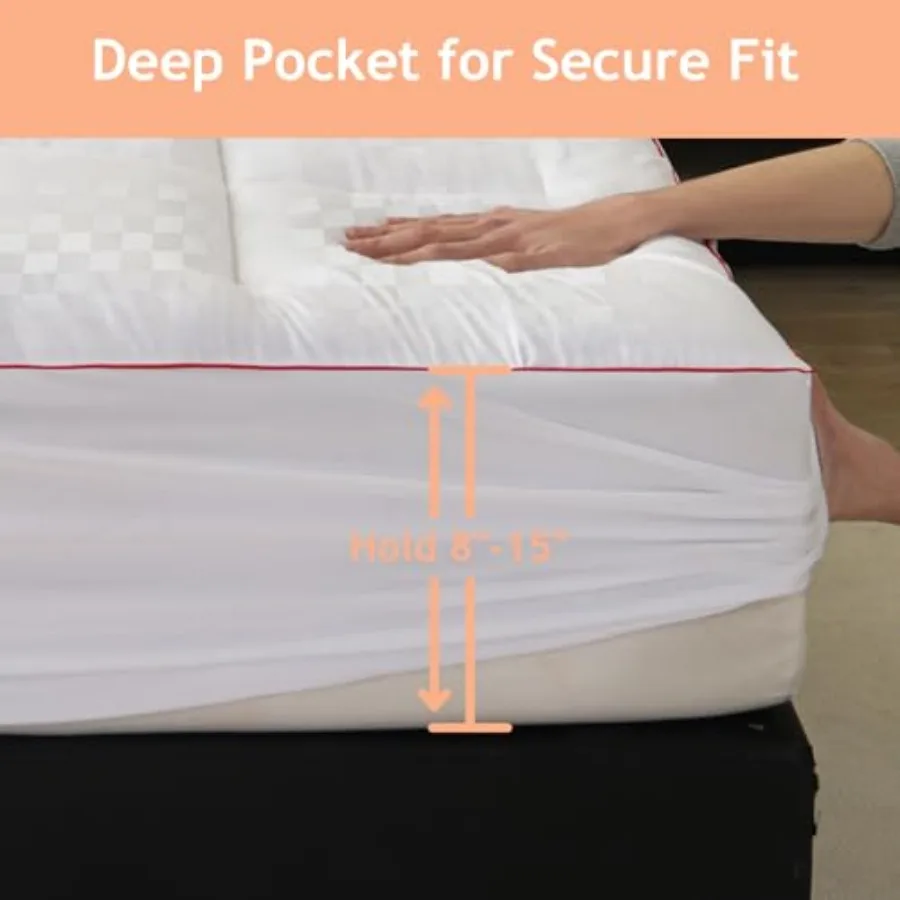 Coprimaterasso doppio con tasca profonda da 815 pollici per telai letto regolabili. Coprimaterasso trapuntato con angoli extra