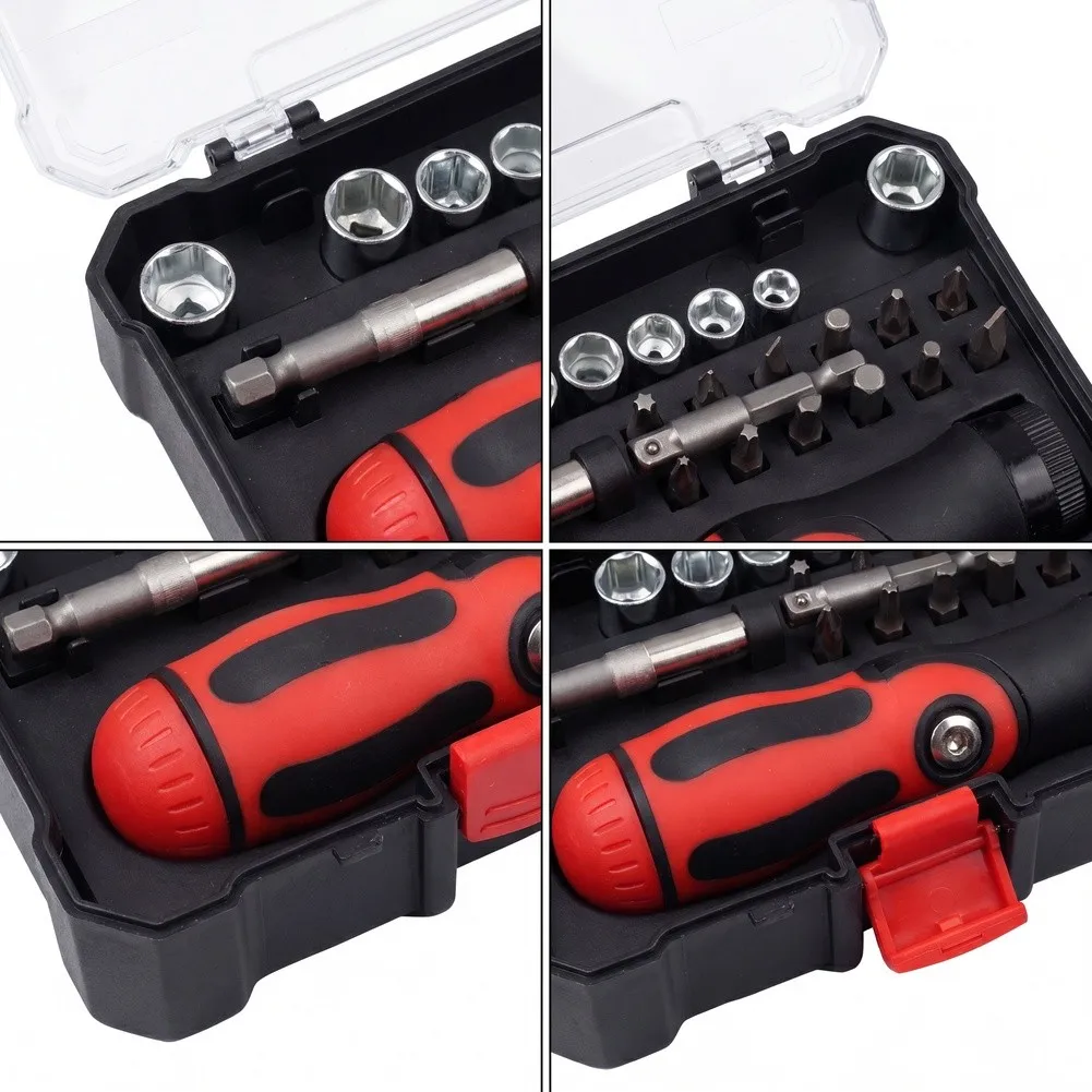 26 Piece Alloy Screwdriver Set Includes Standard Bit Types and 5 x 13mm Sockets for Broad Fastener Compatibility
