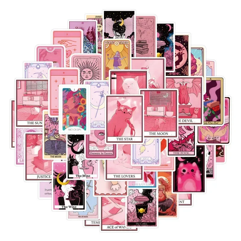 10/25/505pcs Sweet Mystery Pink Tarot Sticker Cartoon DIY Graffiti Cute Waterproof Stickers