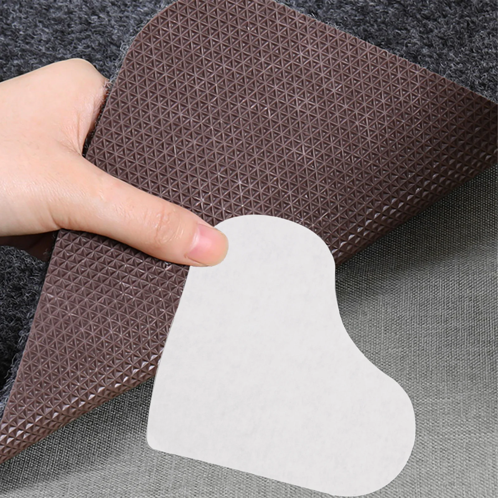 10 قطع من ملصقات سجادة لاصقة قوية قابلة للإزالة ومضادة للتجعيد وحماية مانعة للانزلاق لسلامة أرضية المكتب المنزلي