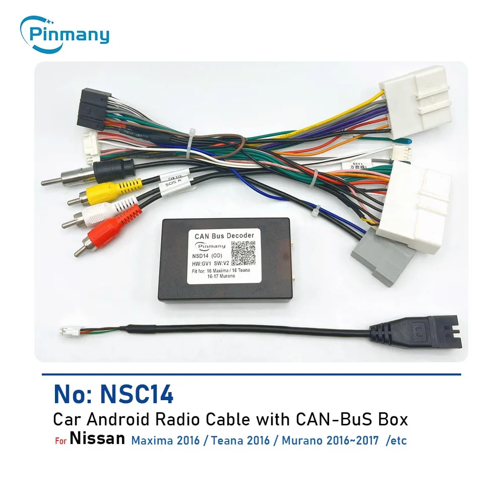 

Автомобильный радиоадаптер Pinmany NSC14, жгут проводов питания, аудиоразъем, декодер CAN-шины для Nissan Maxima Teana Murano 2016