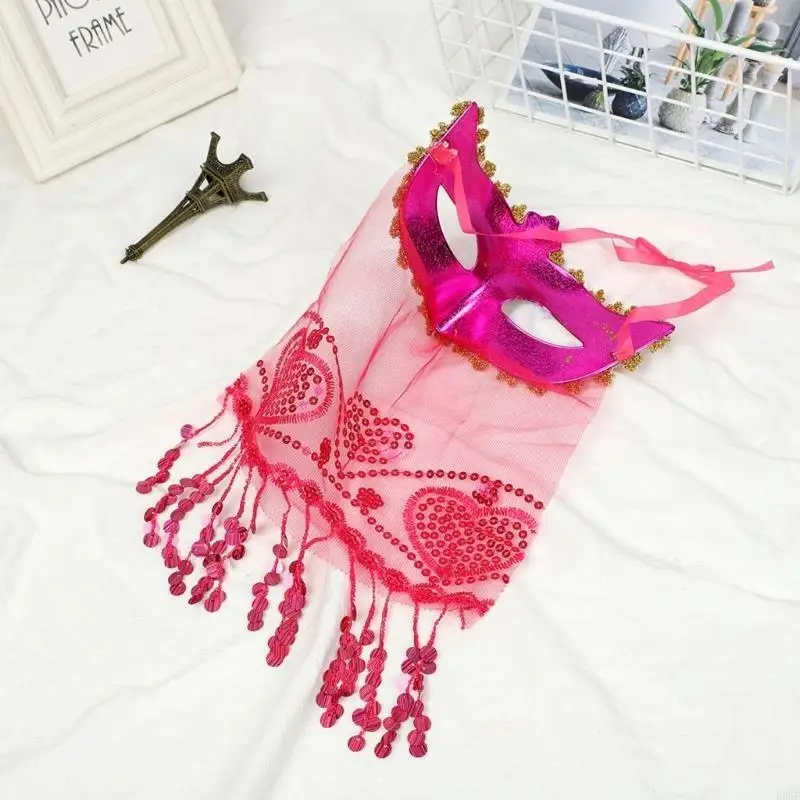 B95F Mặt nạ nửa mặt bí ẩn có mạng che mặt cho nữ Mặt nạ hóa trang cho nữ Mặt nạ công chúa