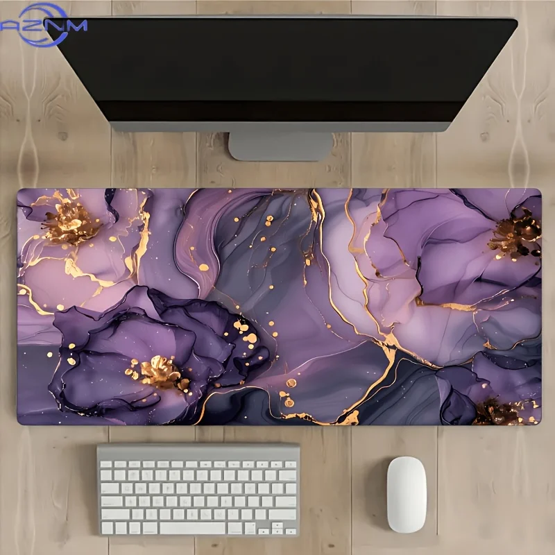 Extra Large Gaming Mouse Pad, Purple Abstract Pattern Design, Rubber Base, Rectangular Non-Slip Desk Mat, Precision Edges, Washa