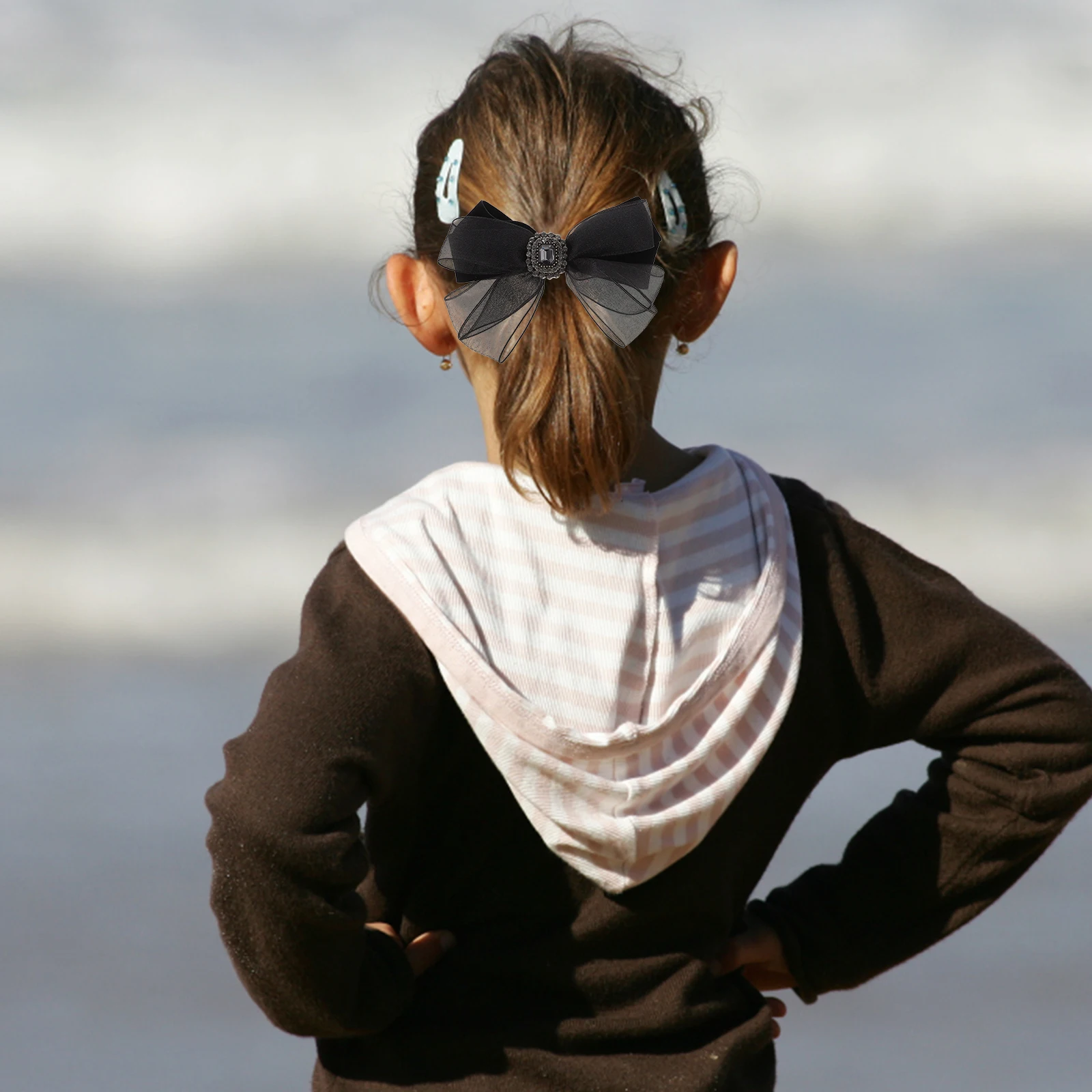 

2pcs Rhinestone Bow Clips Barrettes For Women Fashionable Party Wedding Accessories Cloth Alloy Thick Hair Bows Decorative Hair