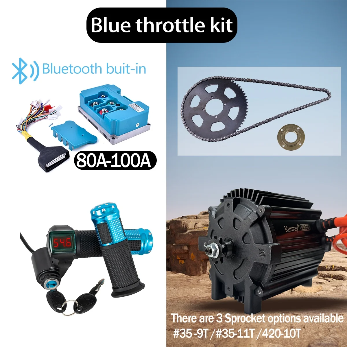 Kunray KR5V 72V 5000W Elektrische Borstelloze Motor Kits DC Motor Piekvermogen 10000W Voor Crossmotor /scheermes/MX Bike Upgrade
