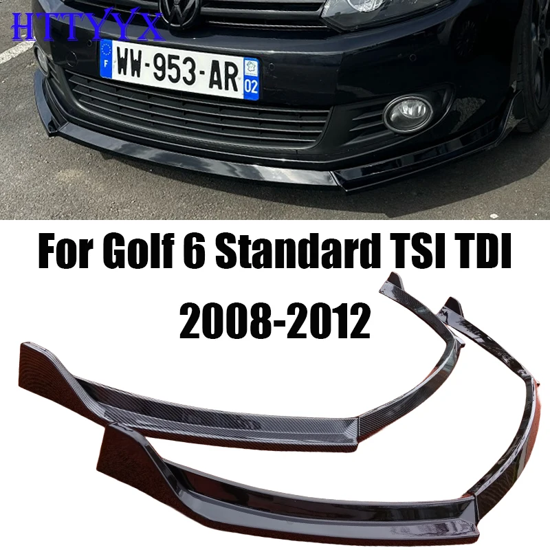 Maxton Style Front Bumper Splitter Lip Diffuser Body Kit Spoiler Guard Retrofit For Golf 6 MK6 Standard TSI TDI 2008-2012