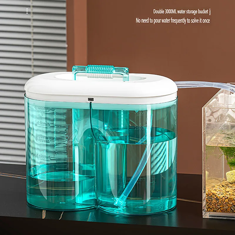 Fish Tank Changer 3000ML Fish Tank Water Changing Bucket With Type-C Charging Port Automatic Aquarium Synchronous Water Changer
