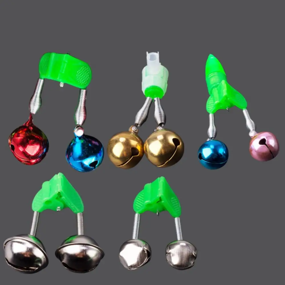 New Copper Plastic Fishing Alarm Bells Green Silver Bell Fishing Rod Clips Fishing Ring Fishing