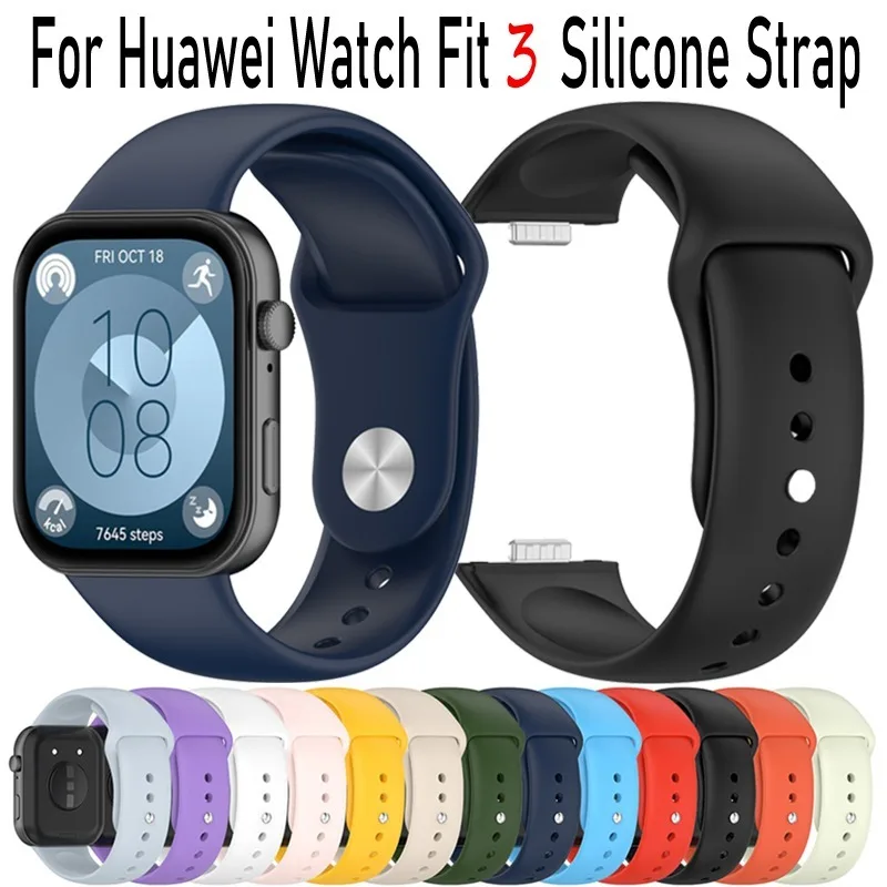 

Силиконовый ремешок для Huawei Watch Fit 3, спортивный ремешок, аксессуары для умных часов, сменный браслет Correa для Huawei Watch Fit 3, ремень