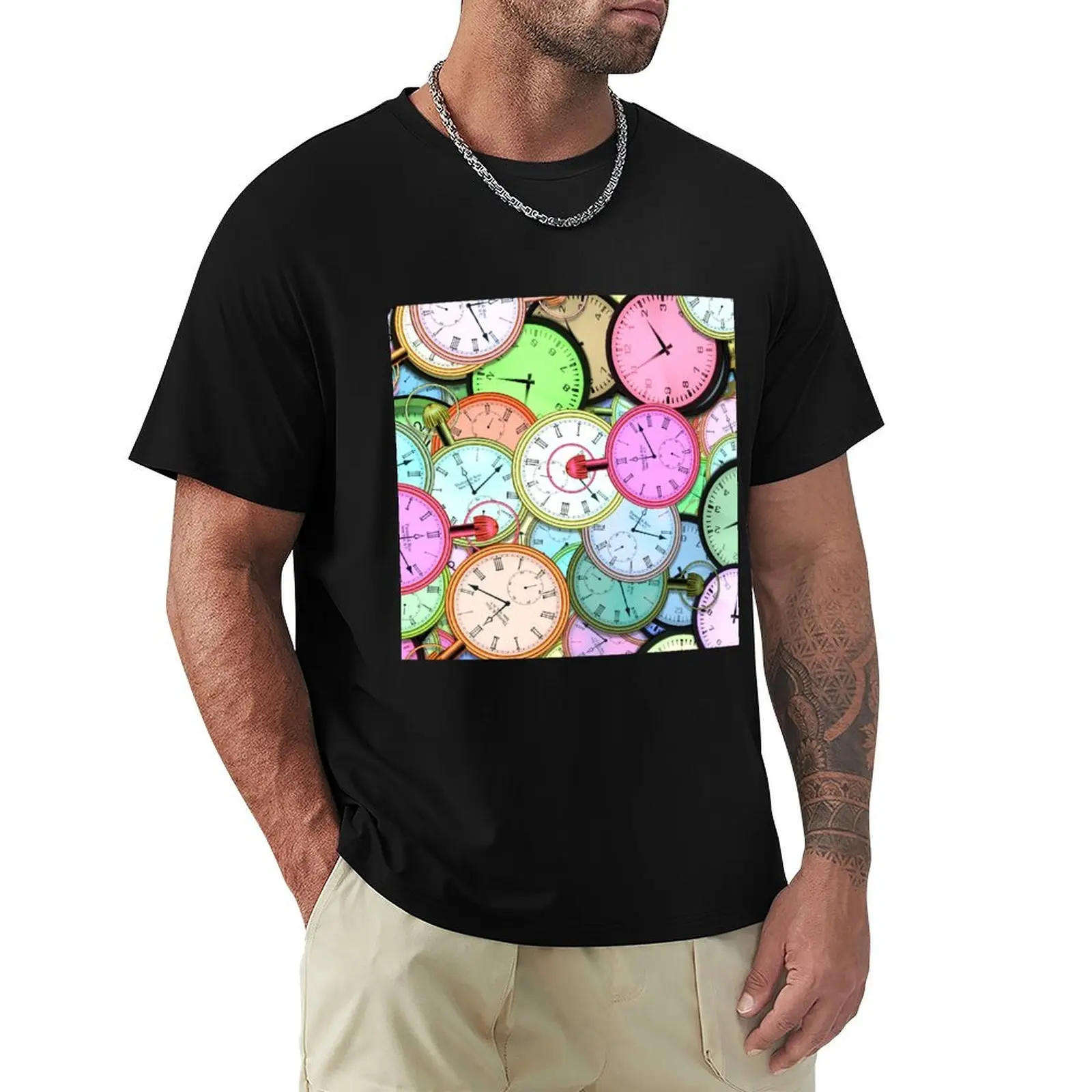 Colourful Clocks T-Shirt cotton t shirt pack T-Shirt