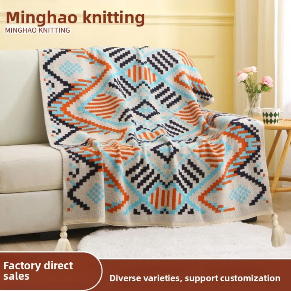 

Nordic Style Knitted Leg Warmers with Tassels for Office Nap Air Conditioning Cozy Soft Warm Cover for Bed Sofa Travel Home Use