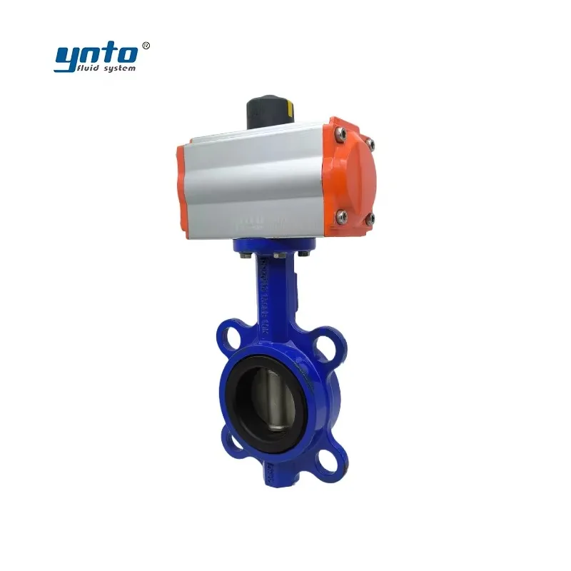 Válvula borboleta atuadora pneumática industrial 3 4 6 Polegada controle de fluxo ferro dúctil ss wafer com estrutura esférica