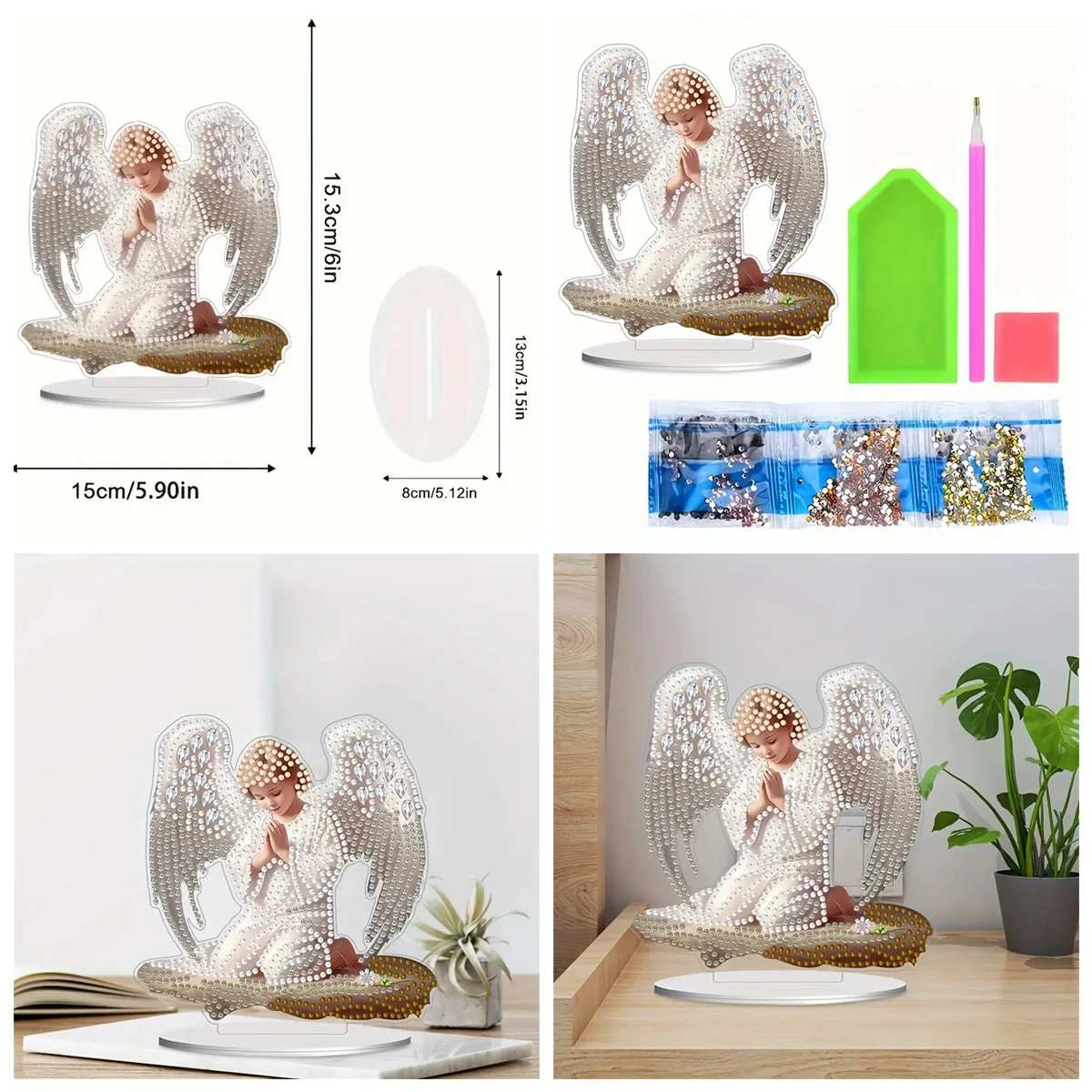 1pc/set DIY Angel Diamond Art Table Top Decoration One Sided Acrylic Crystal Rhinestone Diamond Painting Desk Ornaments