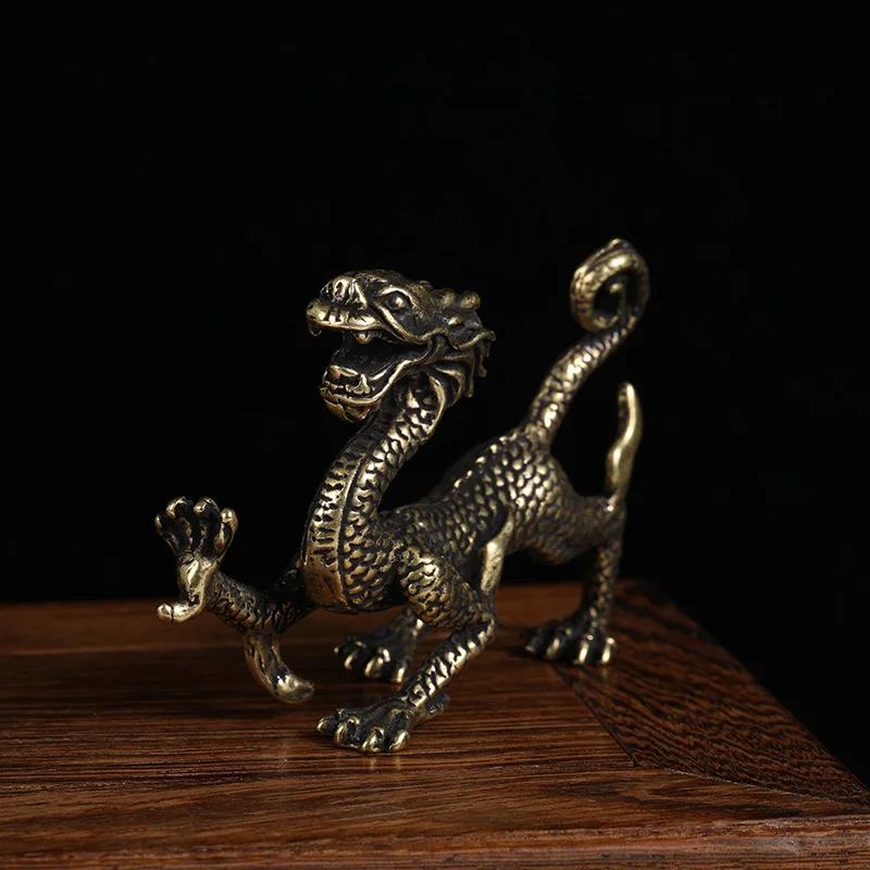 Retro Solid Pure Copper Four Auspicious Beasts Qinglong White Tiger Suzaku Xuanwu Animal Tea Pet Ornament