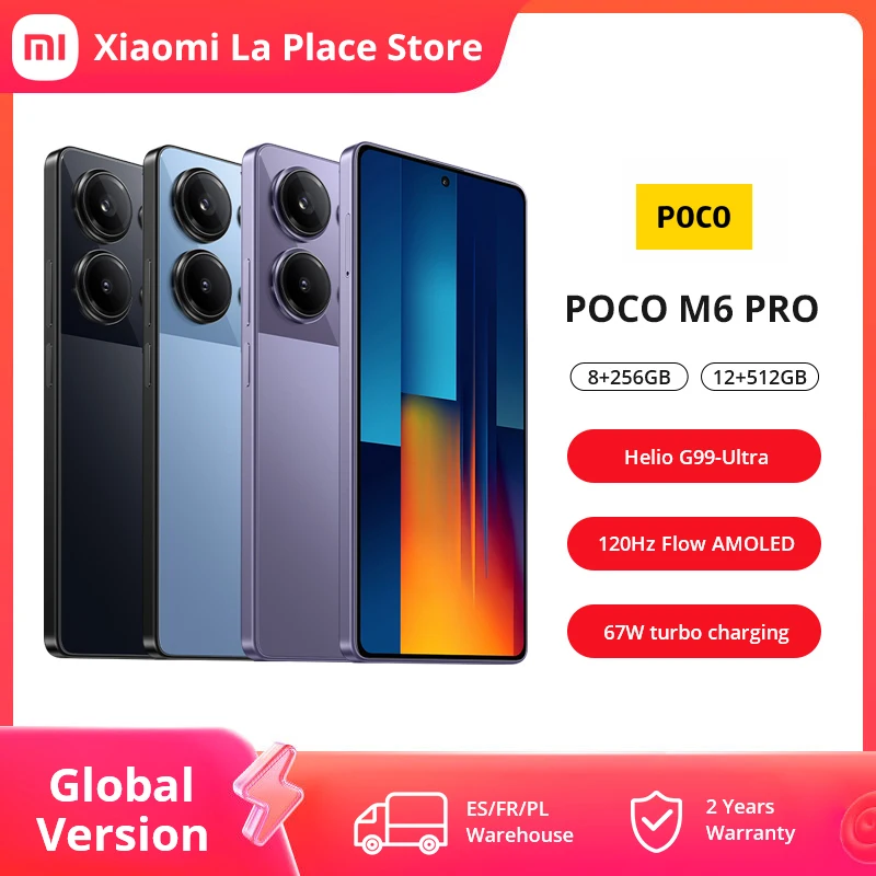 Wereldwijde Versie Poco M6 Pro Nfc Smartphone Helio G99 Ultra 120Hz Flow Amoled 64mp Drievoudige Camera Met Ois 67W Turbo Opladen