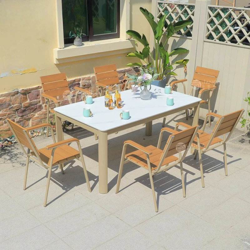 Outdoor villa garden courtyard table and chair combination leisure balcony tea outdoor rain and sun protection metal furniture