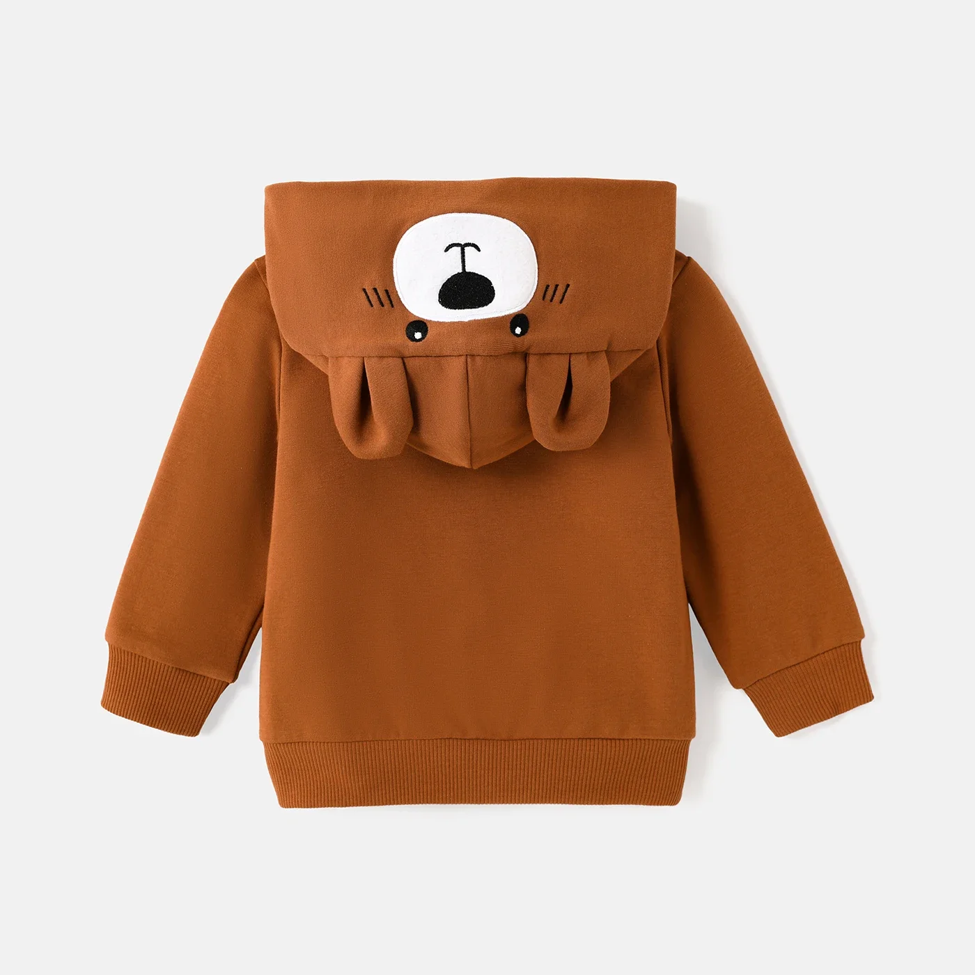 PatPat Baby Girl/Boy Bear Embroidered Ear Design Hooded Jacket Soft and Comfortable Perfect for Outings and Daily Wear