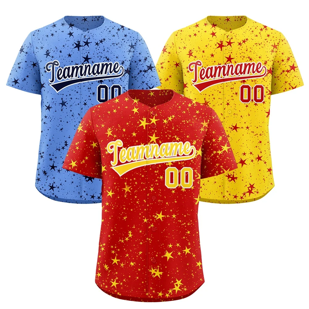 

Wholesale Graffiti Star Baseball Jersey 100% Recycled Polyester Breathable Quick Dry Stitched Name Number Logo for Teams