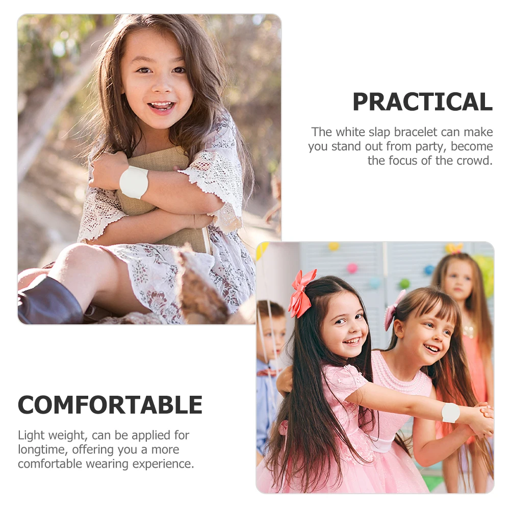 

10Pcs White Slap Bracelets Blank Graffiti Bands Safe Skin Comfortable Wearing Slap Bracelets for Adults Snap Wristband