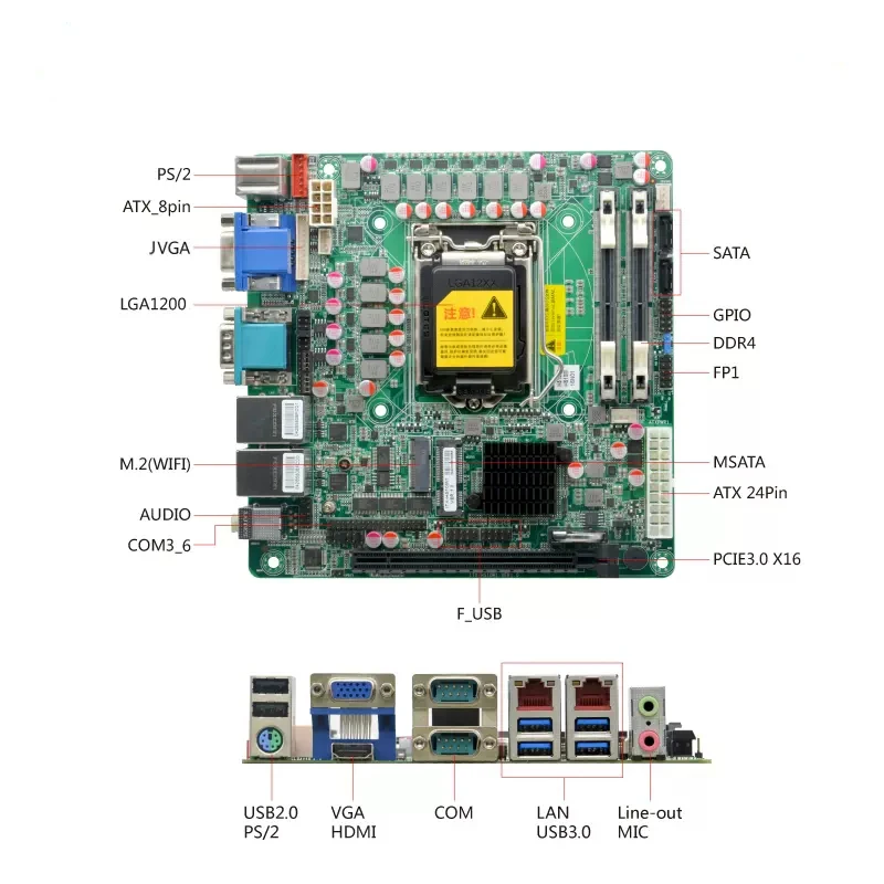 Материнская плата для настольного компьютера, чипсет Intel H510 LGA1200 i5 i7 11-го поколения PS2, двойная локальная мини-система Itx, для кассового аппарата