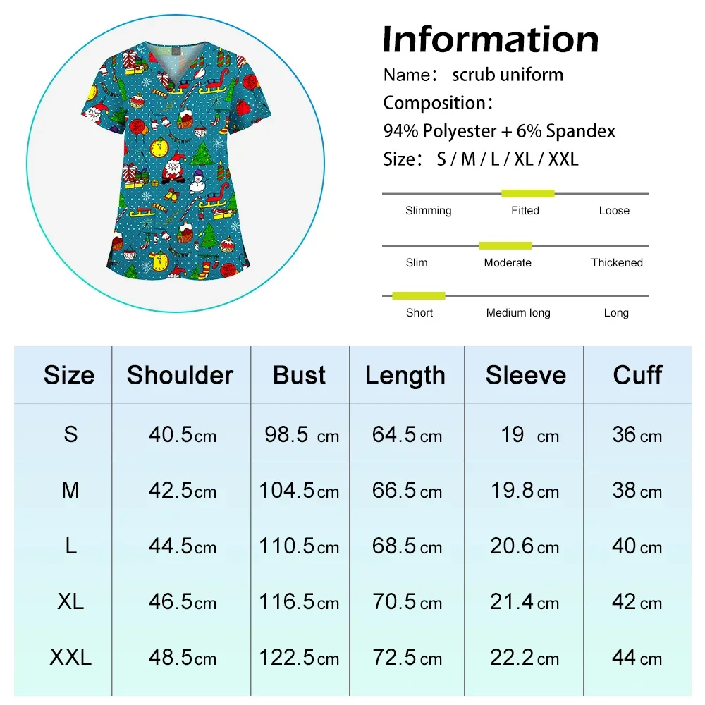 Nursing Scrubs Tops Uniforms Printed Medical Scrub with Pockets Nurse Doctor Work Wear Unisex Surgical Gowns Wholesale Women Men