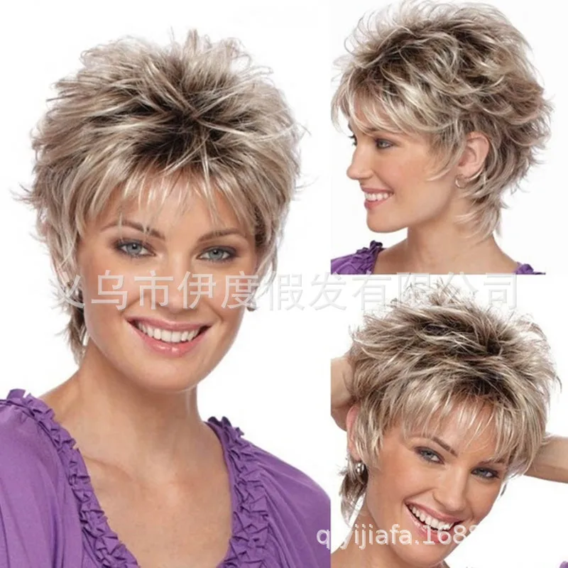 Synthetic Fashion Wig Short Fluffy Tousled Style Blonde Full Head Cosplay Party Daily Wear Mechanism Hair