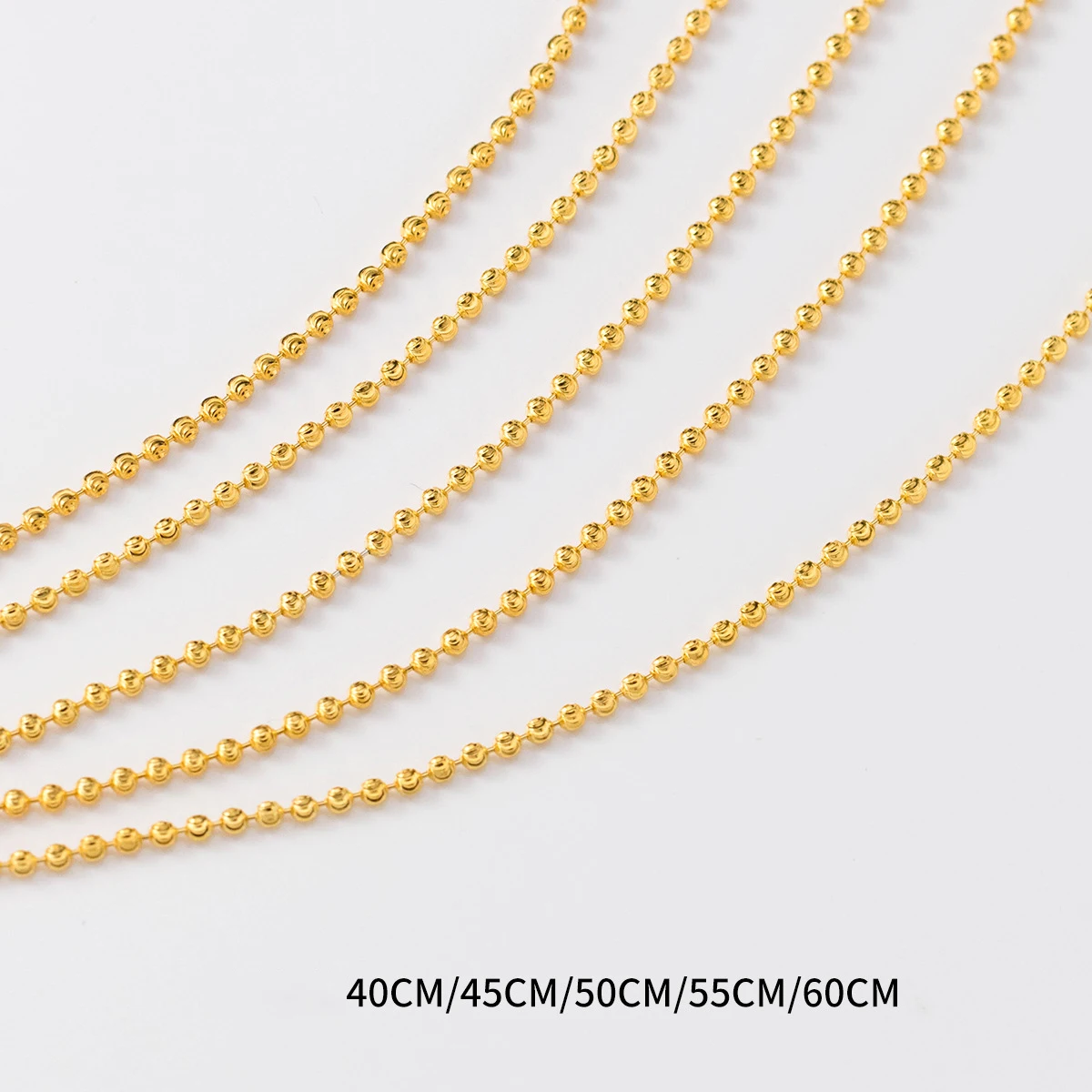 MIQIAO 925 Sterling Silver Bead Necklace Chain Long 40 45 50 55 60CM Wide 2 MM Women\'s Neck Jewelry Fine Ball Diamond Cutting