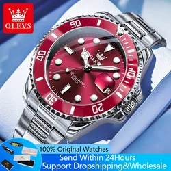 OLEVS 5885 Quartz Man Watch Original Fashion Auto Date Waterproof Luminous Watch For Men Top Brand Steel Strap Male Wristwatch