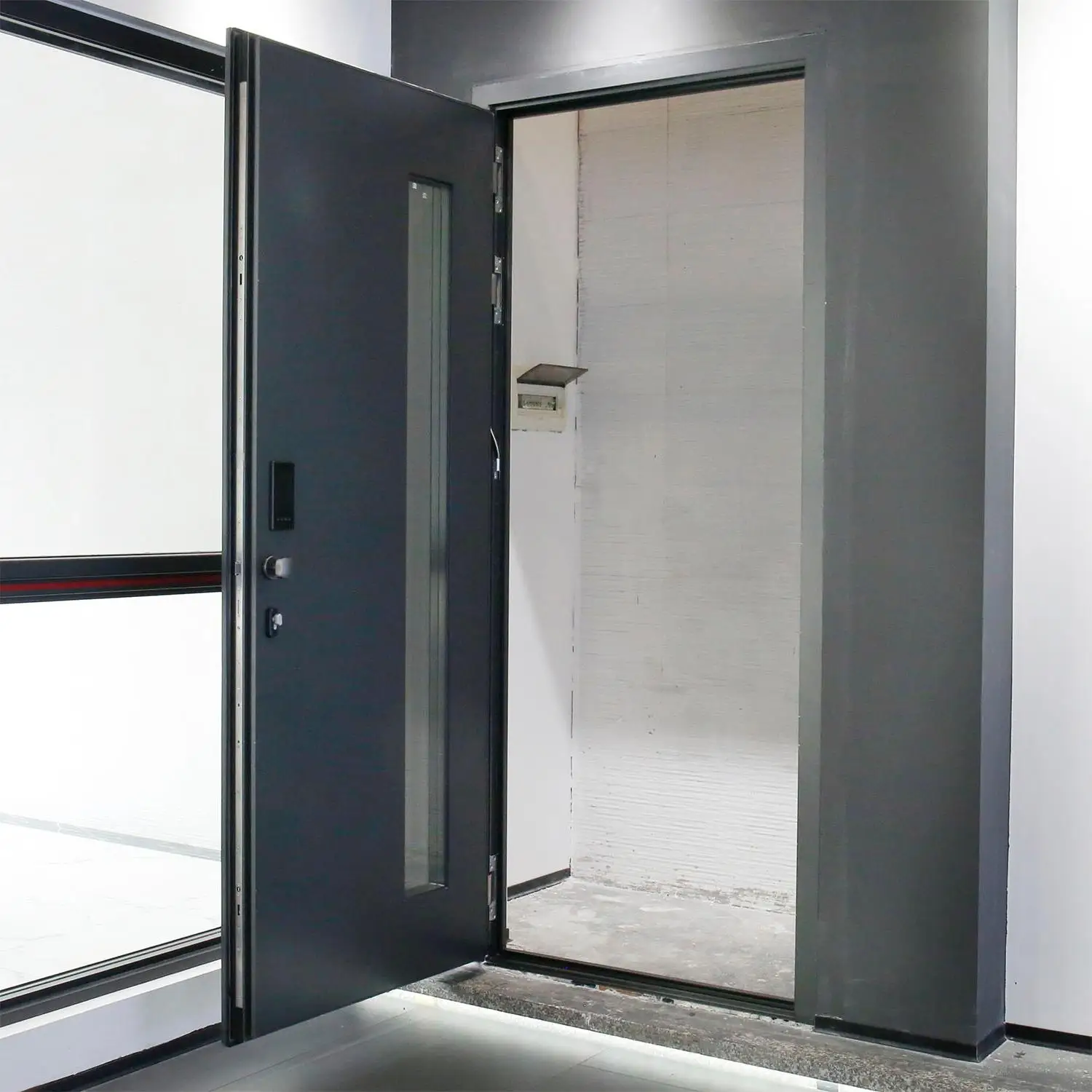 Sixinalu-Porte d'Entrée Extérieure en Acier Inoxydable pour Maison, Design de Luxe, Sécurité Moderne, Aluminium Noir