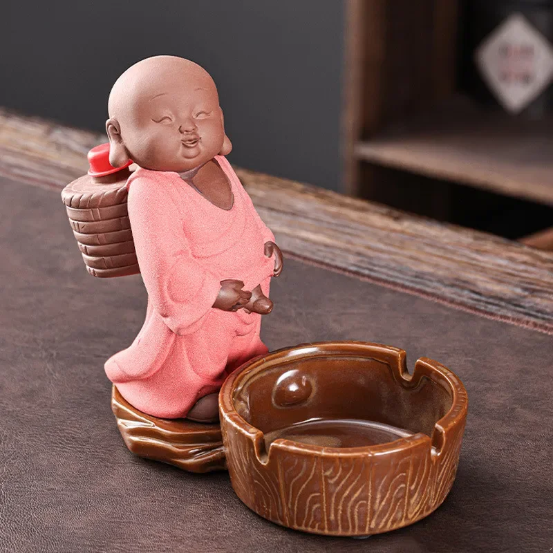 Ceramic ashtray living room tea table decoration Portable ashtray to prevent fly ash Home office supplies Holiday gift