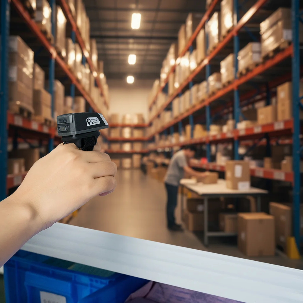 Ring Scanner CMOS Sensor ROHS Certified Hands-free Industrial Hospitality Event Inventory Wireless Logistics Barcode Stock
