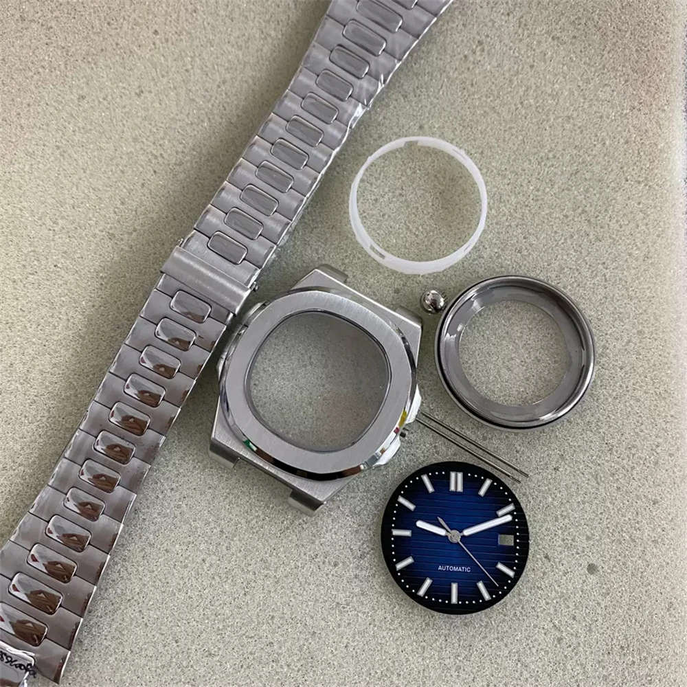 NH35 Sapphire Glass Watch Case, 41mm Stainless Steel Case Strap Dial Hands Kit for NH35 NH36 Movement