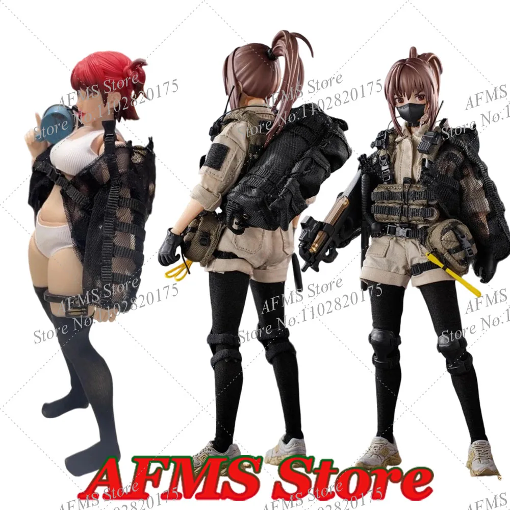 

1/12 Women Soldier Coat Black Mesh Tactical Concealment Cloak Single Shoulder Pack Combat Gear Fit 6Inch Action Figure Body