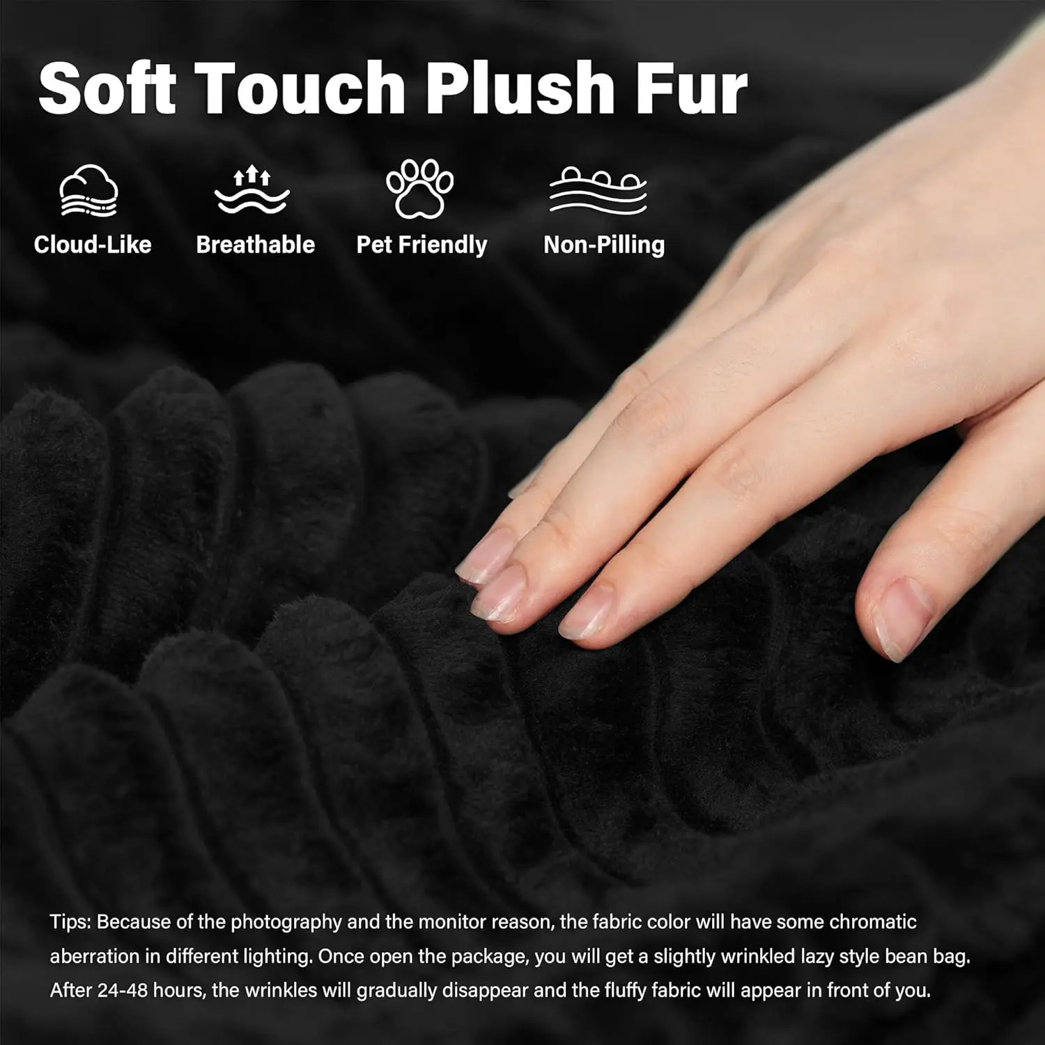 Espreguiçadeira interna, 50 "L x 76" D Espreguiçadeira de veludo de pelúcia sem desossado com encosto engrossado e assento alto profundo confortável