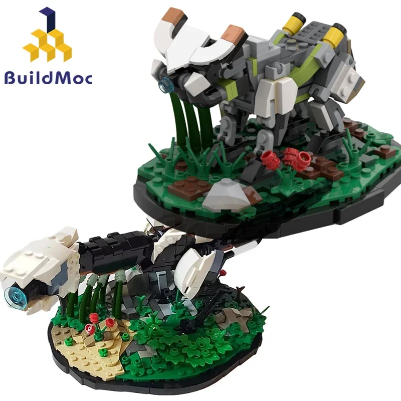 BuildMoc Game Horizon Monster Watcher Cattle Broadhead Building Blocks Kit Dinosaur Beast Small Cow Mechanical Dawn Bricks Toys