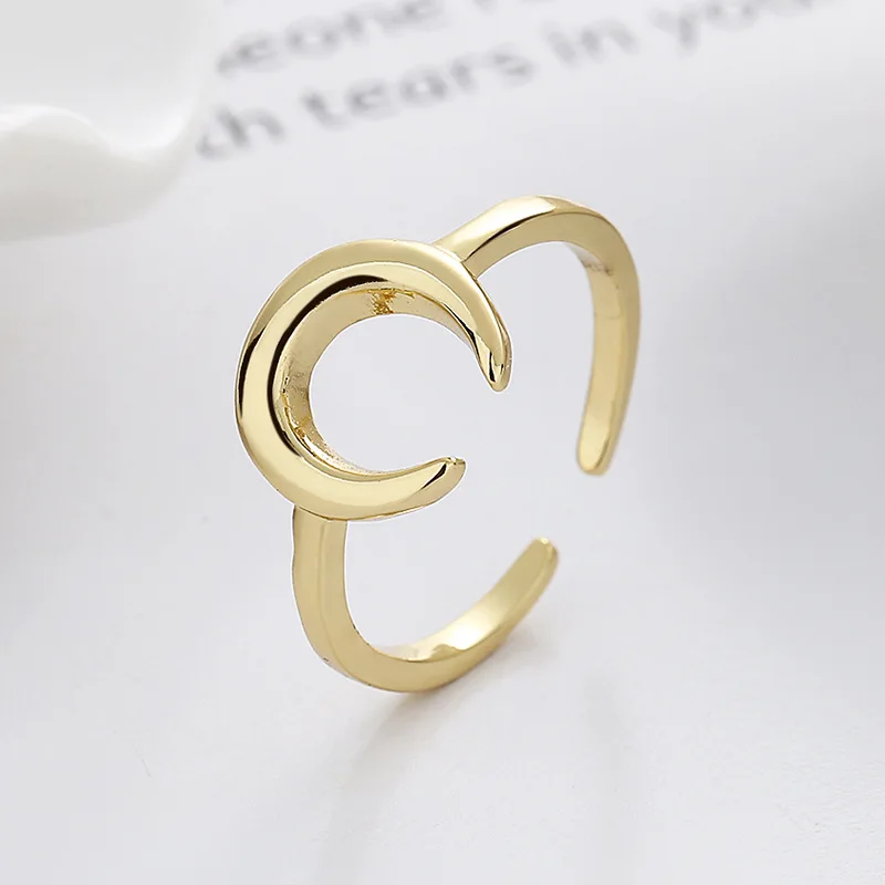 Simple Moon Ring Silver Color Finger Rings for Women Girl Fashion Party Jewelry Accessories Female Bijoux Gifts for Herwholesale