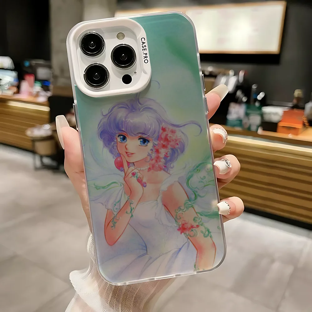 حافظة هاتف C-Creamy Mami Magic لهاتف iPhone 16,15,14,13,12,11,Mini,Pro,SE,MAX غطاء أبيض غير لامع مقاوم للصدمات