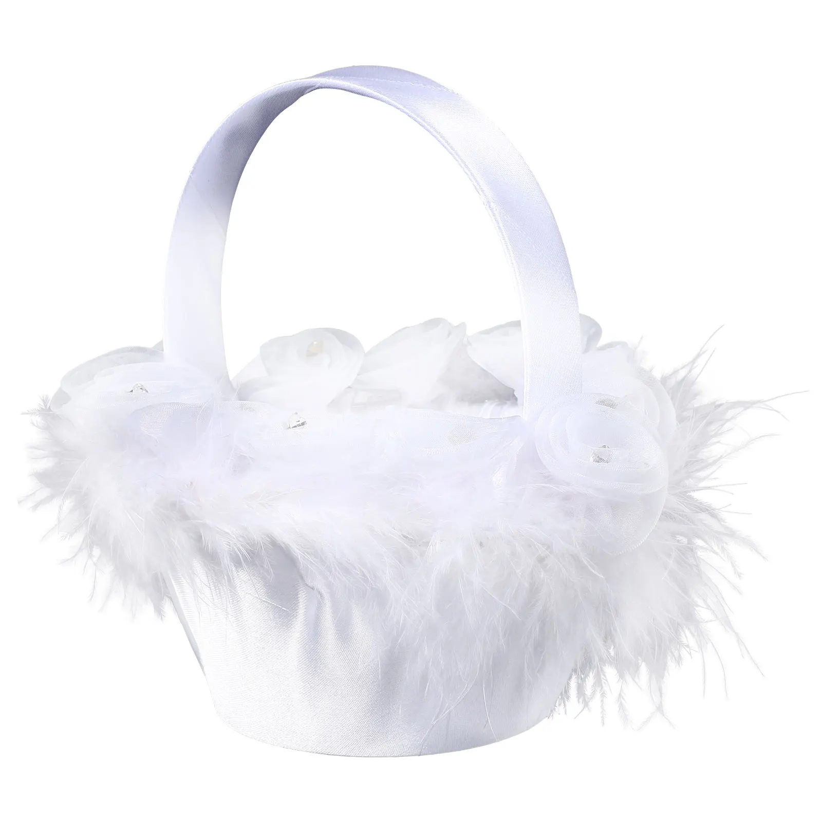 

1pc Lace Flower Premium Cloth Girl Scatter Basket Small White Wedding Storage Ceremony Girl Petals Romantic
