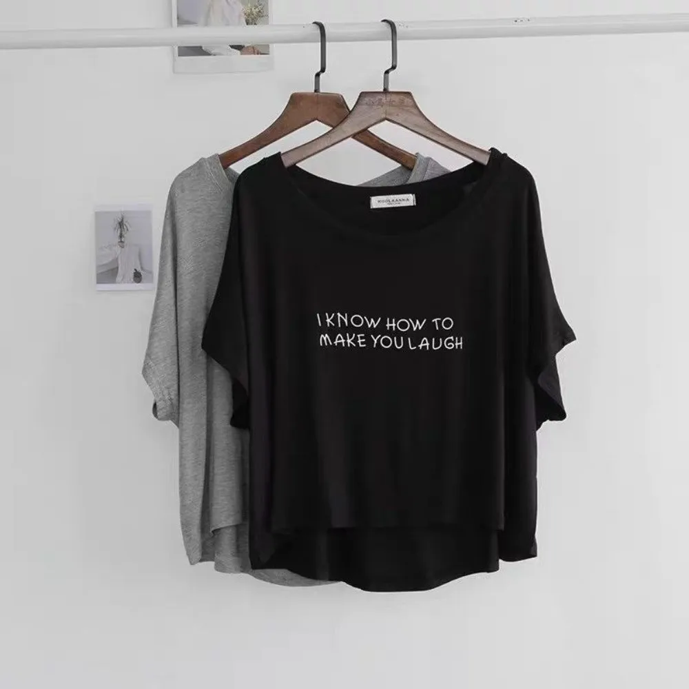 Belly Button Baring Korean Mask Shirt Loose Fit Short Sleeve Loose Short Sleeve Top Soft Cotton High Waist High Waist T-shirt