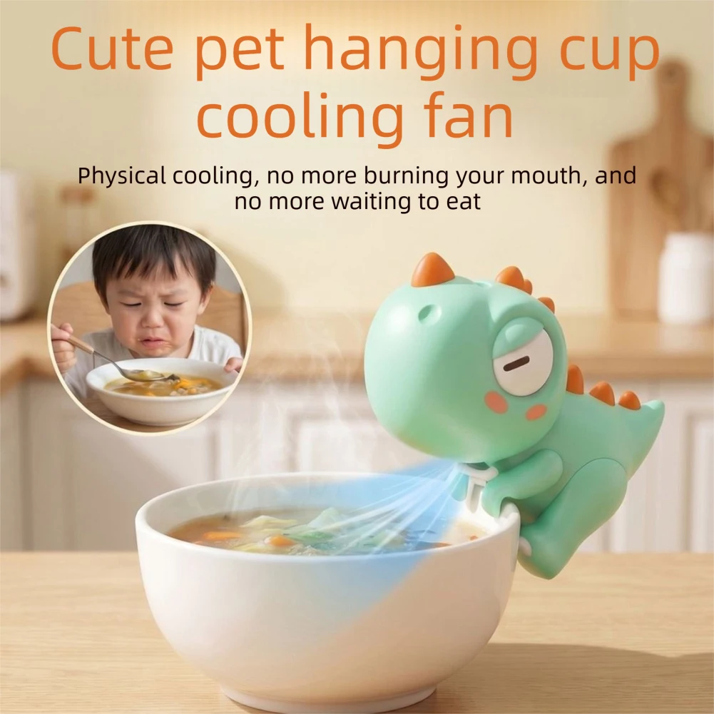 Clip-On Cup Cooling Fan Cute Cartoon Design Coffee Mug Tea Cup Mini Cooling Fan 3 Speed Adjustment Outdoor Travel Camping Decor